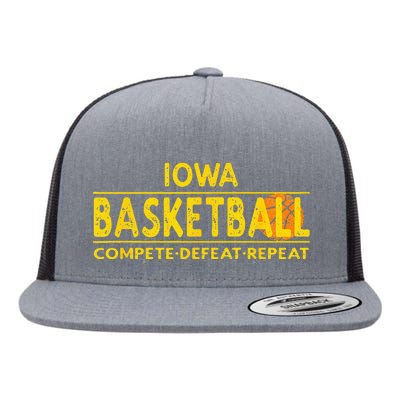 Iowa Basketball Compete Defeat Repeat Flat Bill Trucker Hat