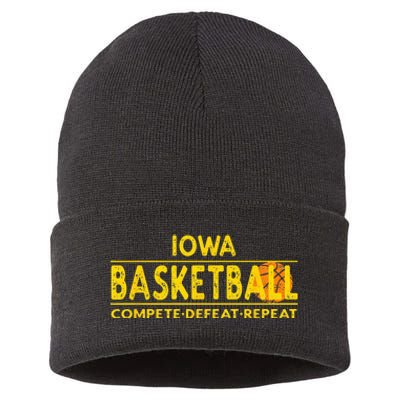 Iowa Basketball Compete Defeat Repeat Sustainable Knit Beanie