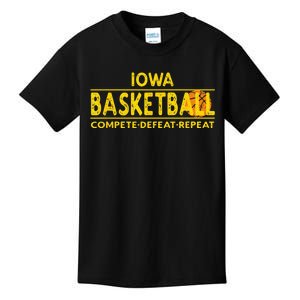 Iowa Basketball Compete Defeat Repeat Kids T-Shirt