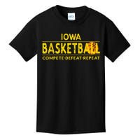 Iowa Basketball Compete Defeat Repeat Kids T-Shirt