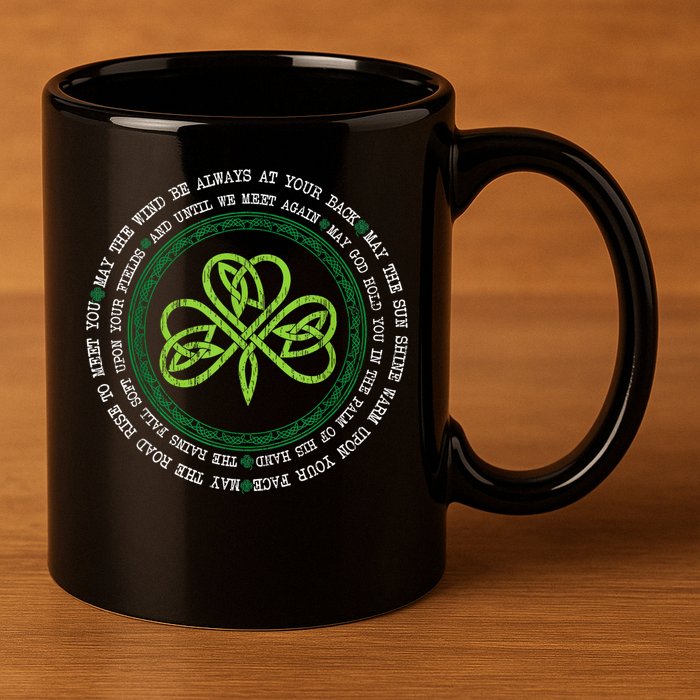 Irish Blessing Celtic Knot Patrick’s Day Shamrock Clover 11oz C Handle Ceramic Mug