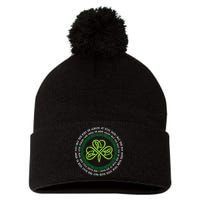 Irish Blessing Celtic Knot Patrick’s Day Shamrock Clover Pom Pom 12in Knit Beanie