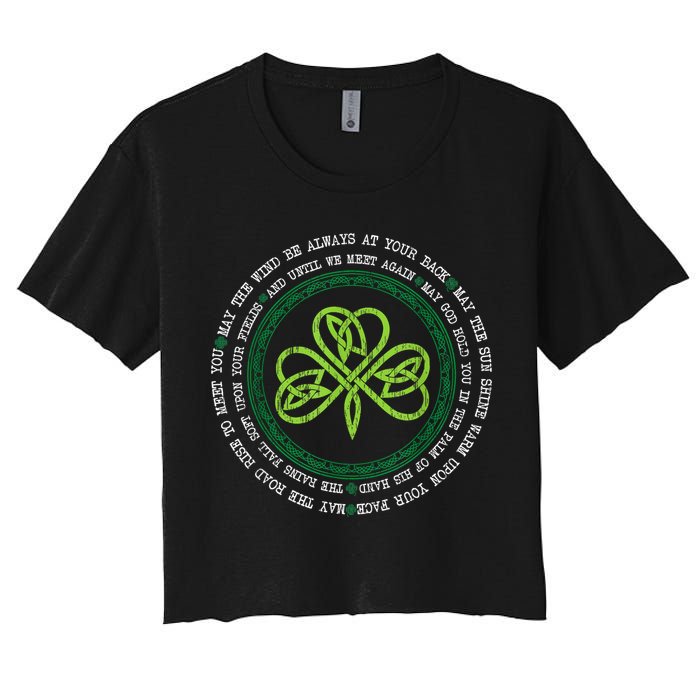 Irish Blessing Celtic Knot Patrick’s Day Shamrock Clover Crop Top
