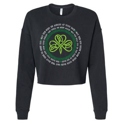 Irish Blessing Celtic Knot Patrick’s Day Shamrock Clover Cropped Pullover Crew