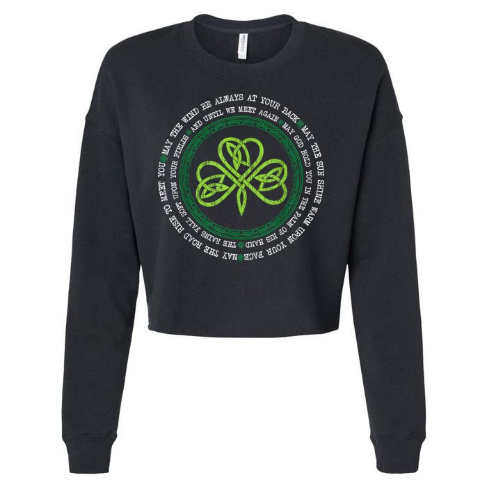 Irish Blessing Celtic Knot Patrick’s Day Shamrock Clover Cropped Pullover Crew