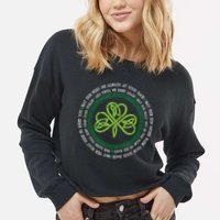 Irish Blessing Celtic Knot Patrick’s Day Shamrock Clover Cropped Pullover Crew