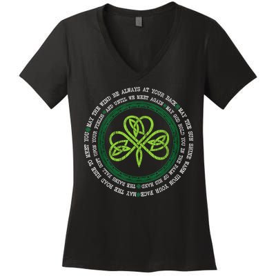 Irish Blessing Celtic Knot Patrick’s Day Shamrock Clover Women's V-Neck T-Shirt