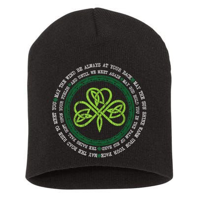 Irish Blessing Celtic Knot Patrick’s Day Shamrock Clover Short Acrylic Beanie