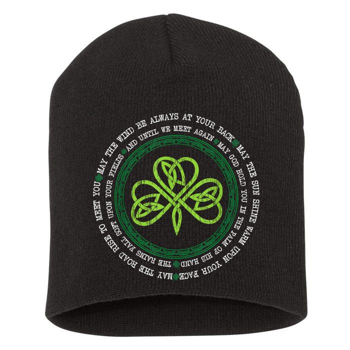 Irish Blessing Celtic Knot Patrick’s Day Shamrock Clover Short Acrylic Beanie