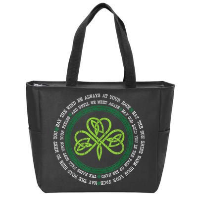 Irish Blessing Celtic Knot Patrick’s Day Shamrock Clover Zip Tote Bag