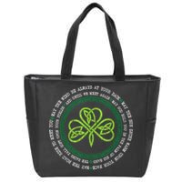 Irish Blessing Celtic Knot Patrick’s Day Shamrock Clover Zip Tote Bag