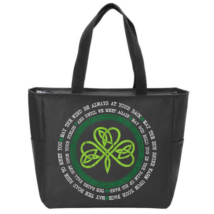 Irish Blessing Celtic Knot Patrick’s Day Shamrock Clover Zip Tote Bag