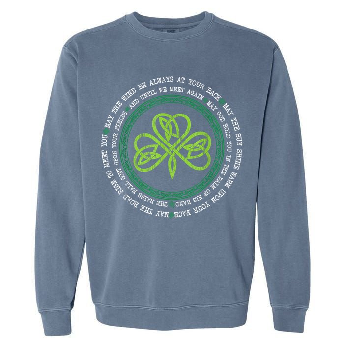 Irish Blessing Celtic Knot Patrick’s Day Shamrock Clover Garment-Dyed Sweatshirt
