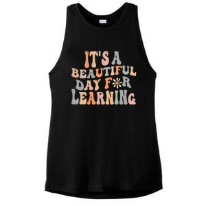 Its Beautiful Day For Learning Retro Teacher Students Women Ladies PosiCharge Tri-Blend Wicking Tank