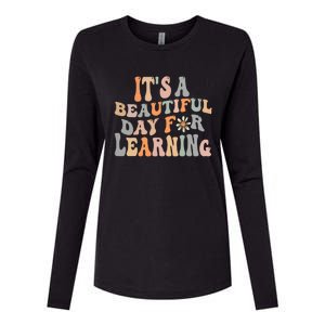 Its Beautiful Day For Learning Retro Teacher Students Women Womens Cotton Relaxed Long Sleeve T-Shirt