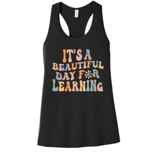 Its Beautiful Day For Learning Retro Teacher Students Women Women's Racerback Tank