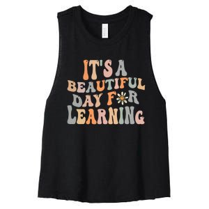 Its Beautiful Day For Learning Retro Teacher Students Women Women's Racerback Cropped Tank