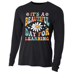 It's Beautiful Day For Learning Retro Teacher Back To School Cooling Performance Long Sleeve Crew