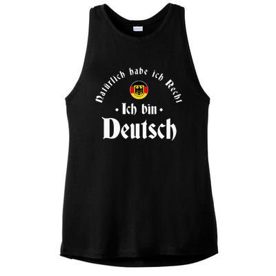 Ich Bin Deutsch Funny Germany Roots German Heritage Ladies PosiCharge Tri-Blend Wicking Tank