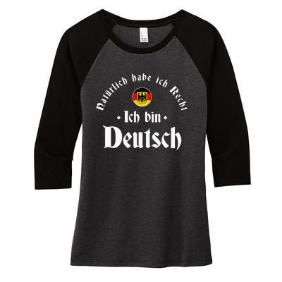 Ich Bin Deutsch Funny Germany Roots German Heritage Women's Tri-Blend 3/4-Sleeve Raglan Shirt