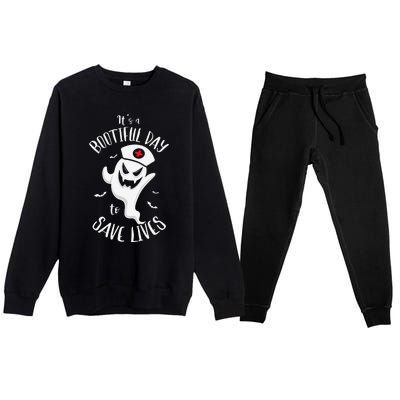 It's Bootfiful Day To Save Lives Halloween Nurses Halloween Premium Crewneck Sweatsuit Set