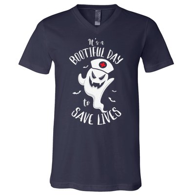 It's Bootfiful Day To Save Lives Halloween Nurses Halloween V-Neck T-Shirt