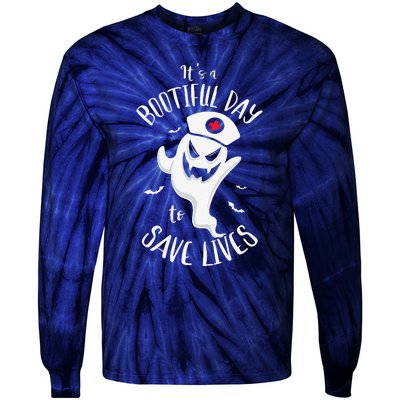 It's Bootfiful Day To Save Lives Halloween Nurses Halloween Tie-Dye Long Sleeve Shirt