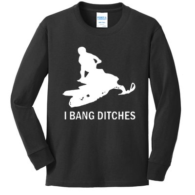 I BANG DITCHES SNOWMOBILE Kids Long Sleeve Shirt