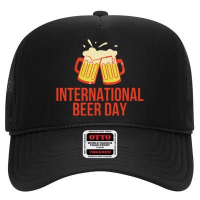 INTERNATIONAL BEER DAY High Crown Mesh Back Trucker Hat