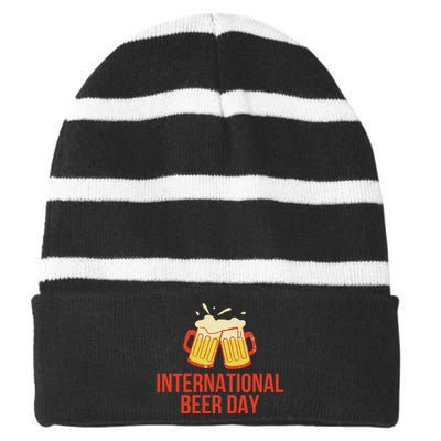 INTERNATIONAL BEER DAY Striped Beanie with Solid Band