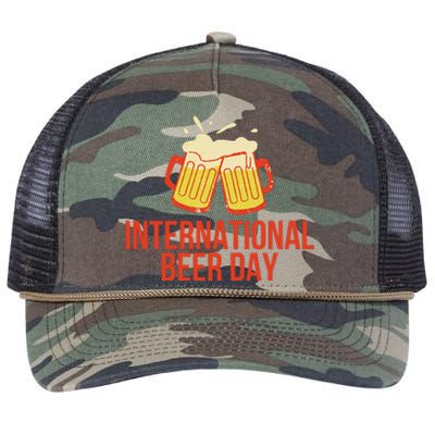 INTERNATIONAL BEER DAY Retro Rope Trucker Hat Cap