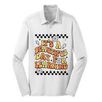 It's Beautiful Day For Learning Retro Teacher Students  Silk Touch Performance Long Sleeve Polo