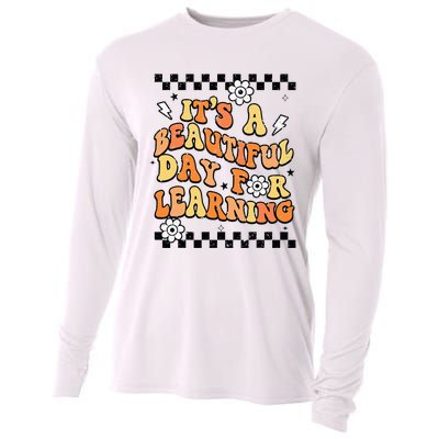 It's Beautiful Day For Learning Retro Teacher Students  Cooling Performance Long Sleeve Crew