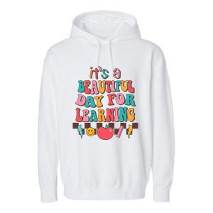 ItS Beautiful Day For Learning Retro Teacher Students Garment-Dyed Fleece Hoodie