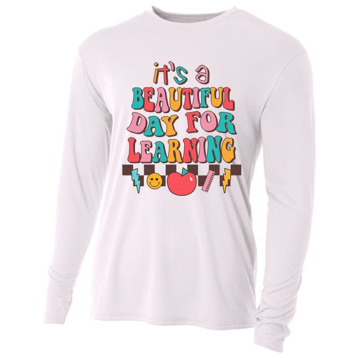 ItS Beautiful Day For Learning Retro Teacher Students Cooling Performance Long Sleeve Crew