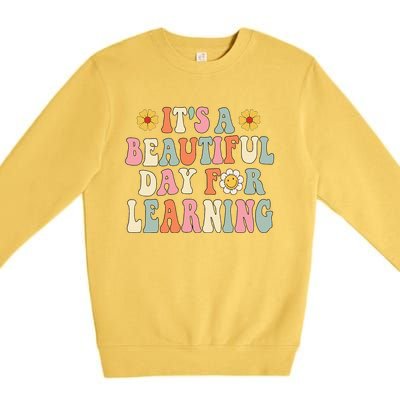 It's Beautiful Day For Learning Retro Teacher Students Women Cute Premium Crewneck Sweatshirt