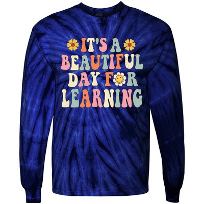 It's Beautiful Day For Learning Retro Teacher Students Women Cute Tie-Dye Long Sleeve Shirt