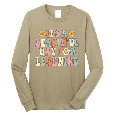 It's Beautiful Day For Learning Retro Teacher Students Women Cute Long Sleeve Shirt