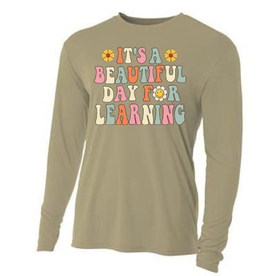 It's Beautiful Day For Learning Retro Teacher Students Women Cute Cooling Performance Long Sleeve Crew