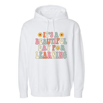 It's Beautiful Day For Learning Retro Teacher Students Women Cute Garment-Dyed Fleece Hoodie