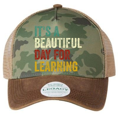 It's Beautiful Day For Learning Retro Teacher Students Women Day Legacy Tie Dye Trucker Hat