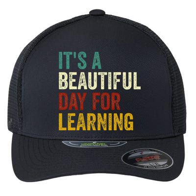 It's Beautiful Day For Learning Retro Teacher Students Women Day Flexfit Unipanel Trucker Cap