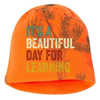 It's Beautiful Day For Learning Retro Teacher Students Women Day Kati - Camo Knit Beanie