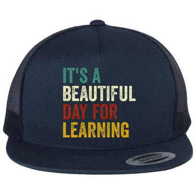 It's Beautiful Day For Learning Retro Teacher Students Women Day Flat Bill Trucker Hat