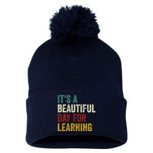 It's Beautiful Day For Learning Retro Teacher Students Women Day Pom Pom 12in Knit Beanie