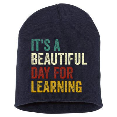 It's Beautiful Day For Learning Retro Teacher Students Women Day Short Acrylic Beanie