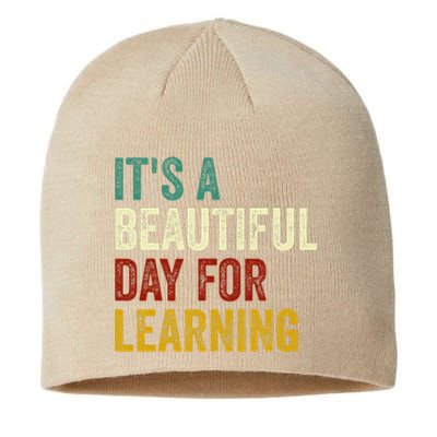 It's Beautiful Day For Learning Retro Teacher Students Women Day Sustainable Beanie