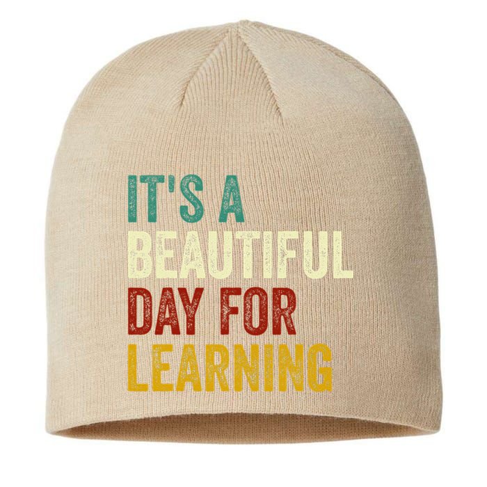 It's Beautiful Day For Learning Retro Teacher Students Women Day Sustainable Beanie