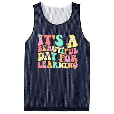 It's Beautiful Day For Learning Retro Teacher Students Women Funny Mesh Reversible Basketball Jersey Tank