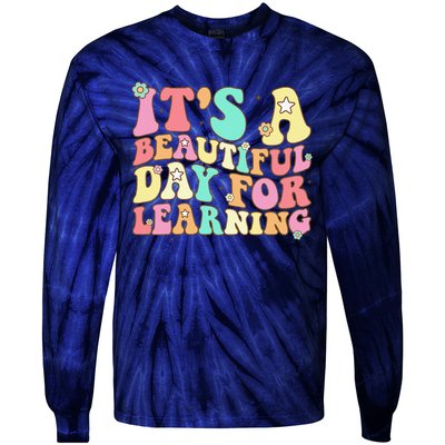 It's Beautiful Day For Learning Retro Teacher Students Women Funny Tie-Dye Long Sleeve Shirt